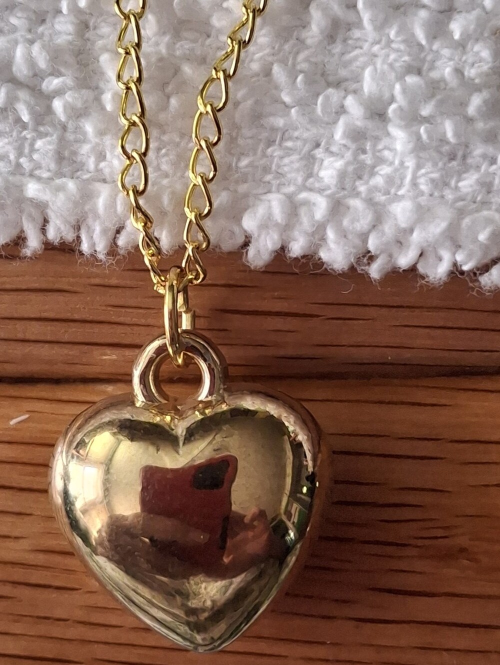 3D Gold Heart Pendant With 18" Necklace